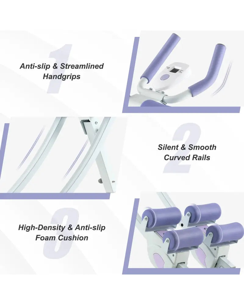 Ab Machine with LCD Monitor and 4 Adjustable Heights-Purple - Purple - Benches Racks & Bars