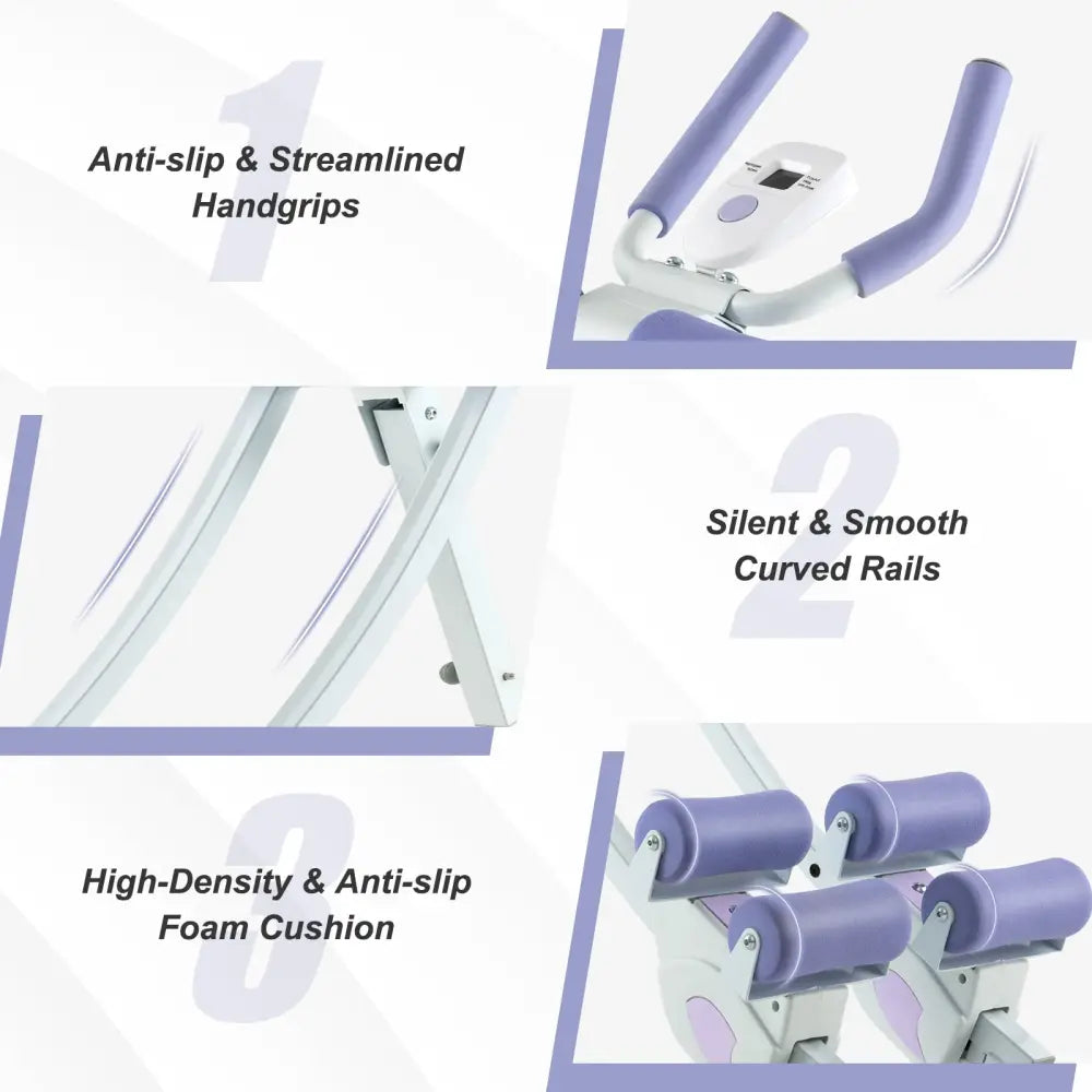 Ab Machine with LCD Monitor and 4 Adjustable Heights-Purple - Purple - Benches Racks & Bars