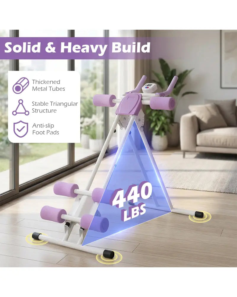 Ab Workout Equipment Foldable Abdominal Trainer Adjustable Ab Machine-White - White - Benches Racks & Bars