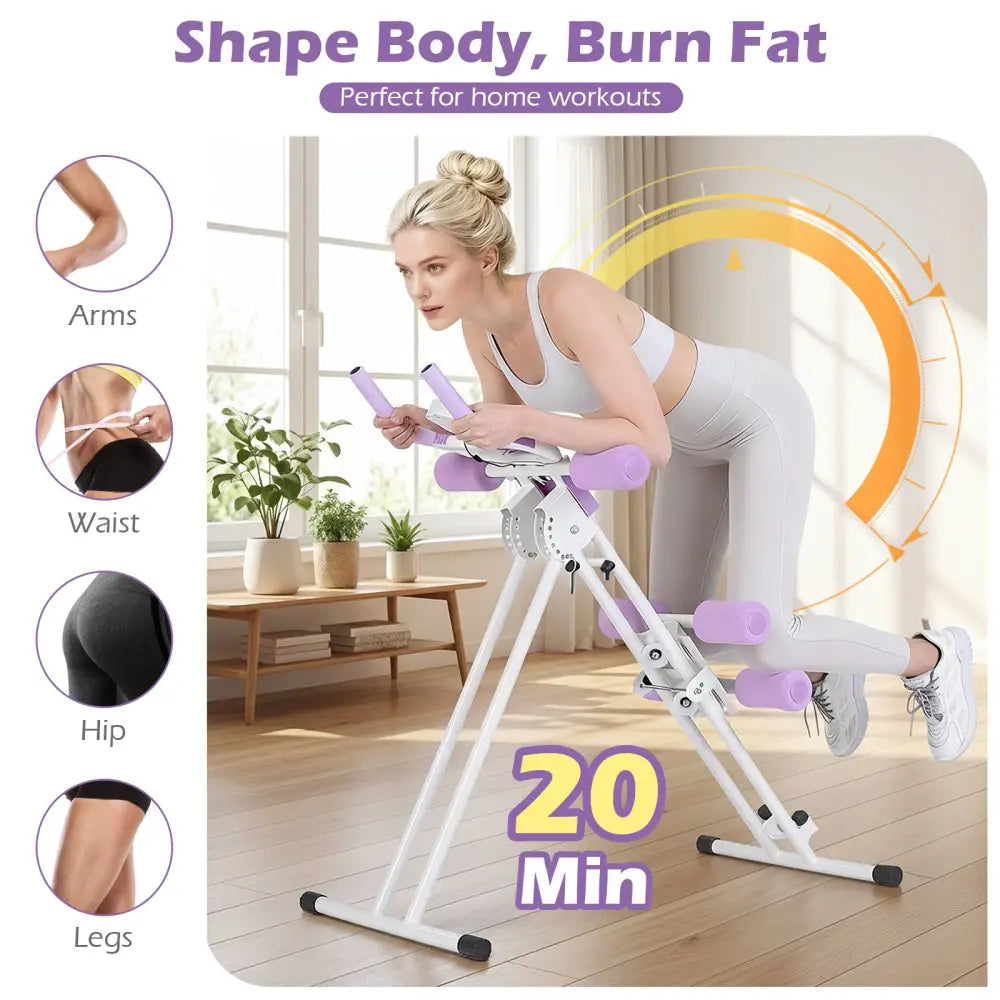 Ab Workout Equipment Foldable Abdominal Trainer Adjustable Ab Machine-White - White - Benches Racks & Bars