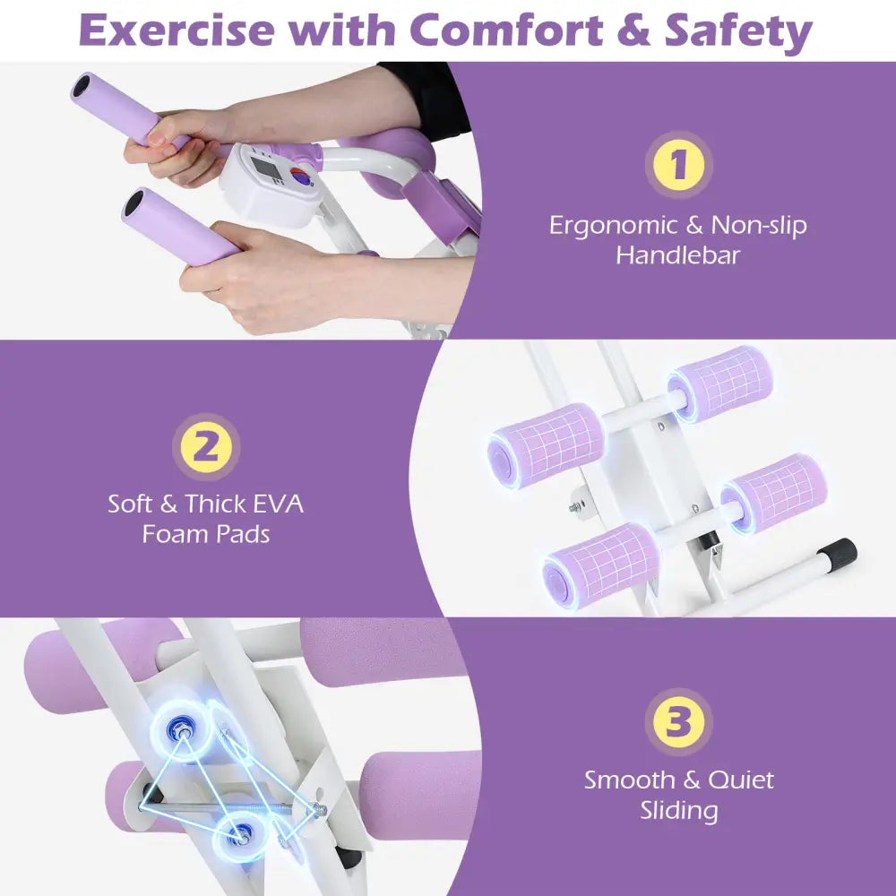 Ab Workout Equipment Foldable Abdominal Trainer Adjustable Ab Machine-White - White - Benches Racks & Bars