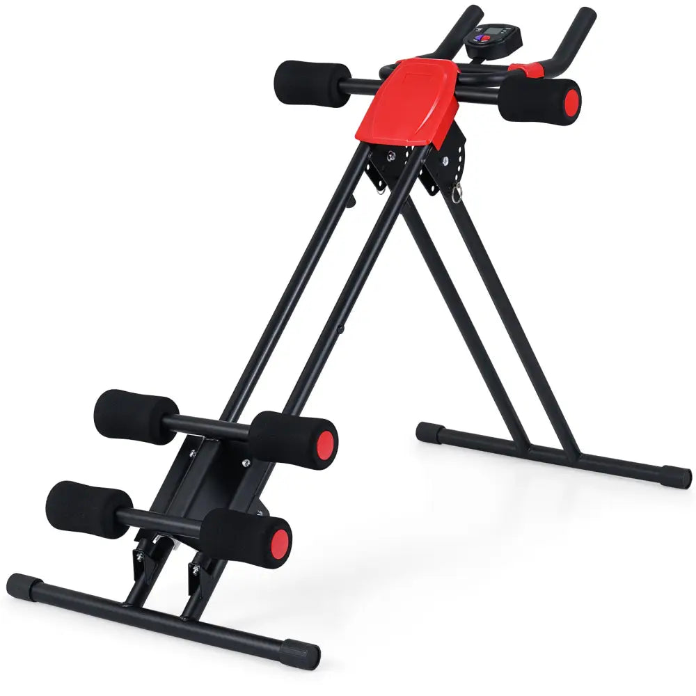 Ab Workout Equipment Foldable Abdominal Trainer Adjustable Ab Machine-Black - Black - Benches Racks & Bars