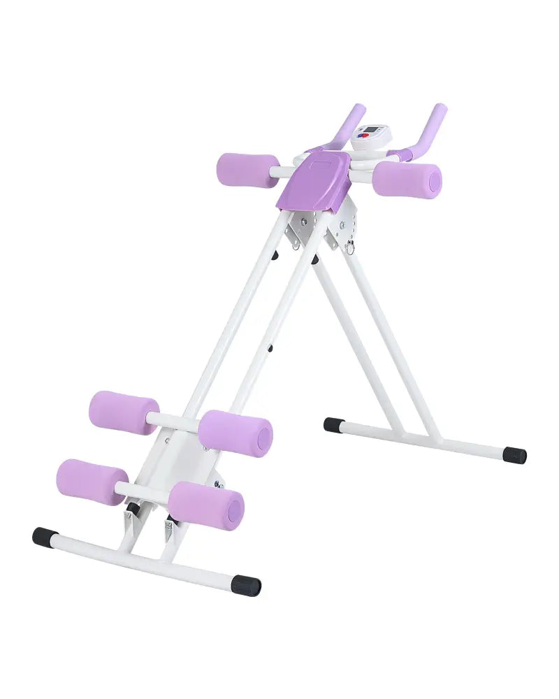 Ab Workout Equipment Foldable Abdominal Trainer Adjustable Ab Machine-White - White - Benches Racks & Bars