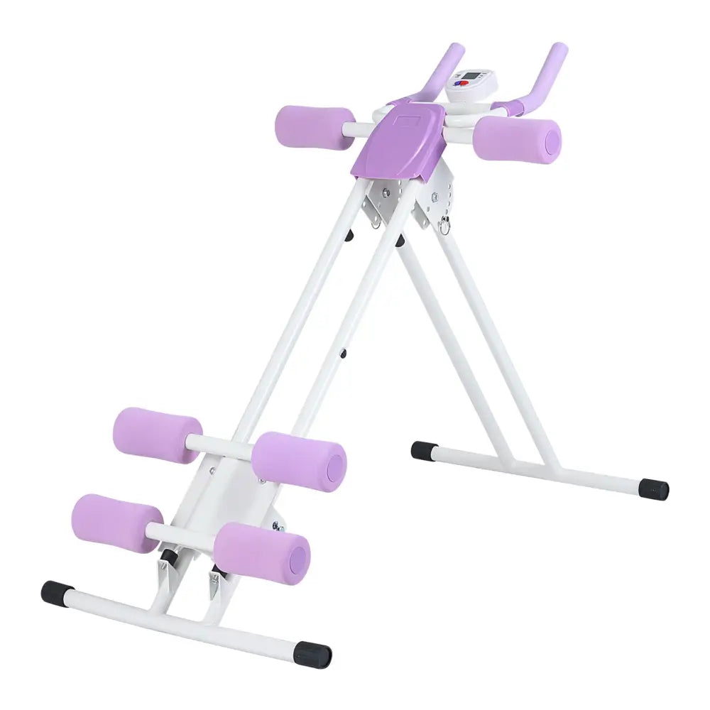 Ab Workout Equipment Foldable Abdominal Trainer Adjustable Ab Machine-White - White - Benches Racks & Bars