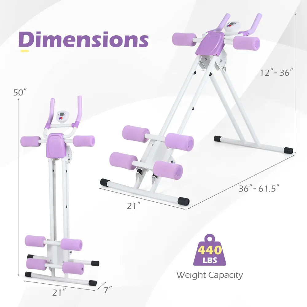 Ab Workout Equipment Foldable Abdominal Trainer Adjustable Ab Machine-White - White - Benches Racks & Bars