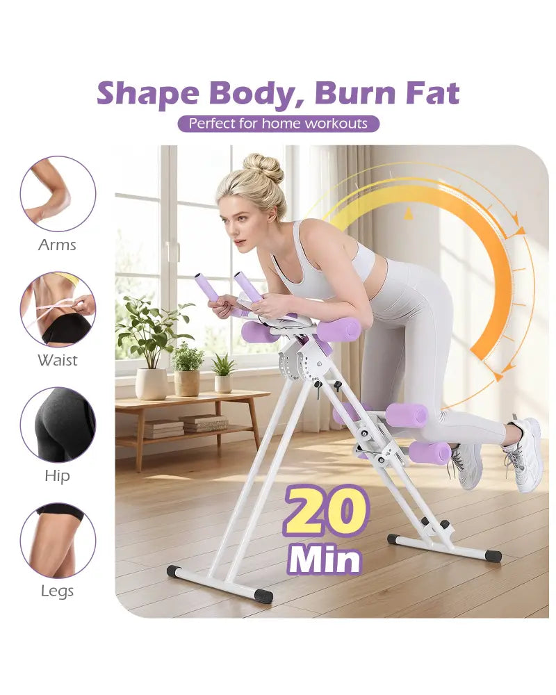Ab Workout Equipment Foldable Abdominal Trainer Adjustable Ab Machine-White - White - Benches Racks & Bars