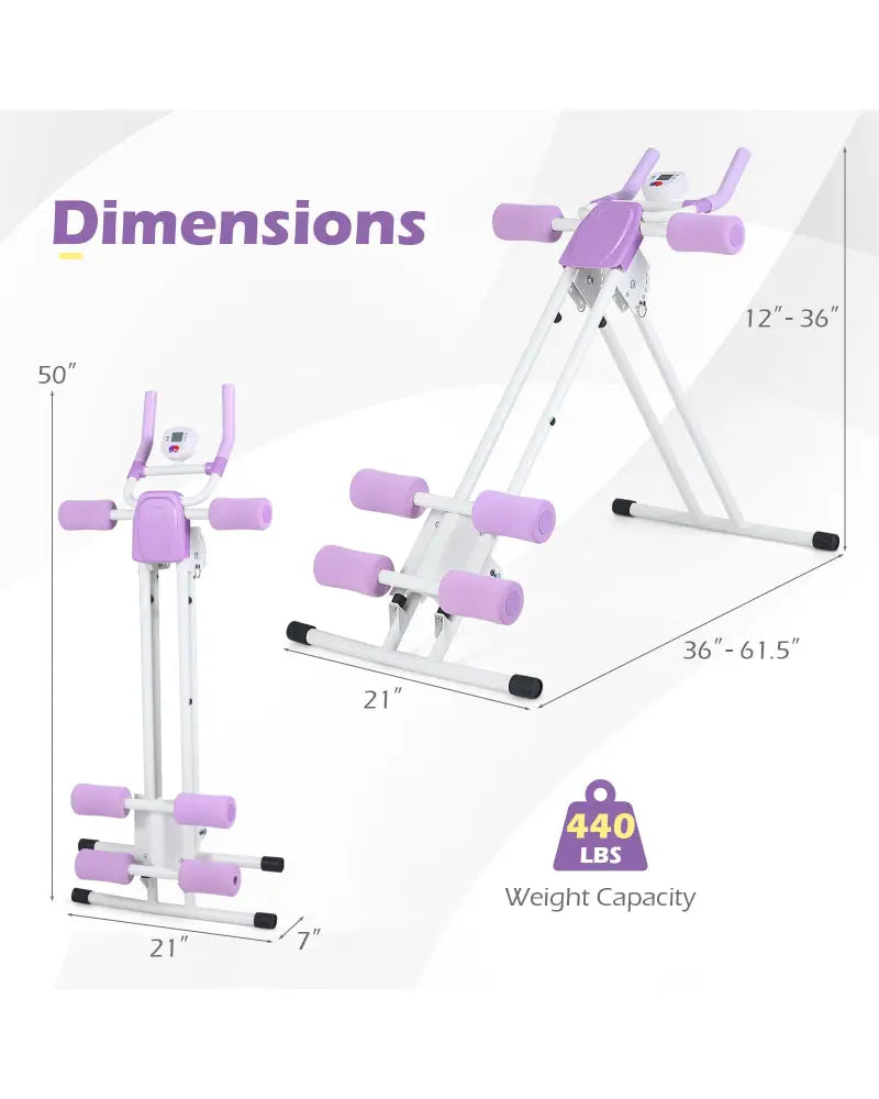 Ab Workout Equipment Foldable Abdominal Trainer Adjustable Ab Machine-White - White - Benches Racks & Bars