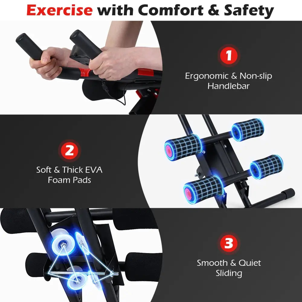 Ab Workout Equipment Foldable Abdominal Trainer Adjustable Ab Machine-Black - Black - Benches Racks & Bars
