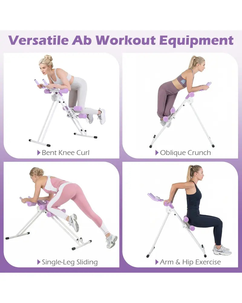 Ab Workout Equipment Foldable Abdominal Trainer Adjustable Ab Machine-White - White - Benches Racks & Bars