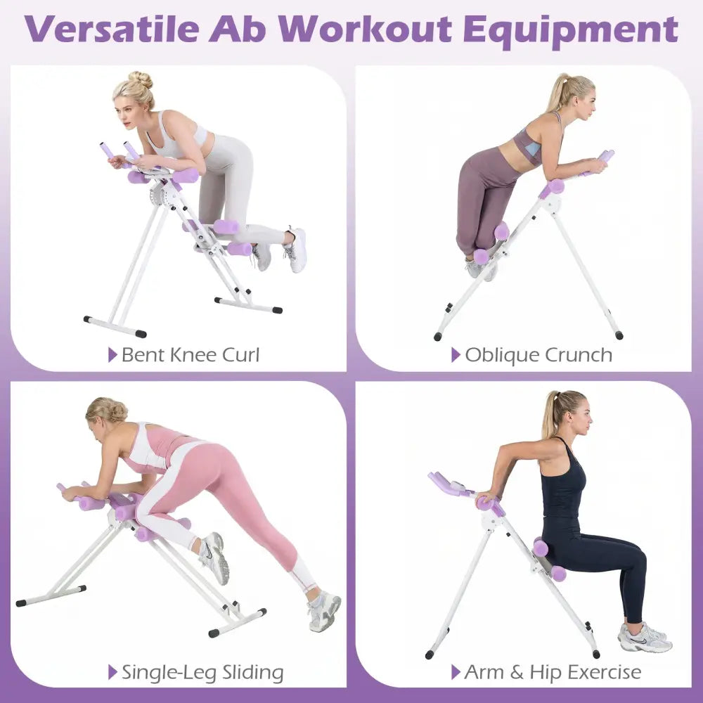 Ab Workout Equipment Foldable Abdominal Trainer Adjustable Ab Machine-White - White - Benches Racks & Bars