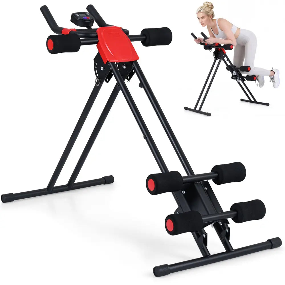 Ab Workout Equipment Foldable Abdominal Trainer Adjustable Ab Machine-Black - Black - Benches Racks & Bars
