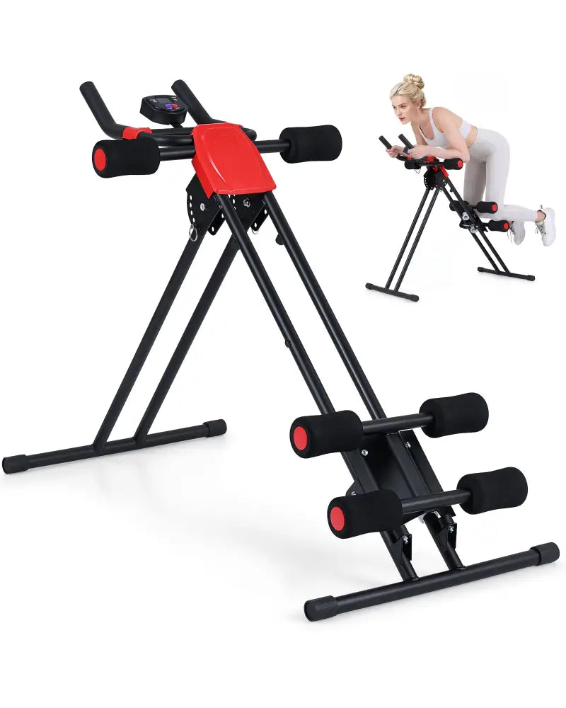 Ab Workout Equipment Foldable Abdominal Trainer Adjustable Ab Machine-Black - Black - Benches Racks & Bars