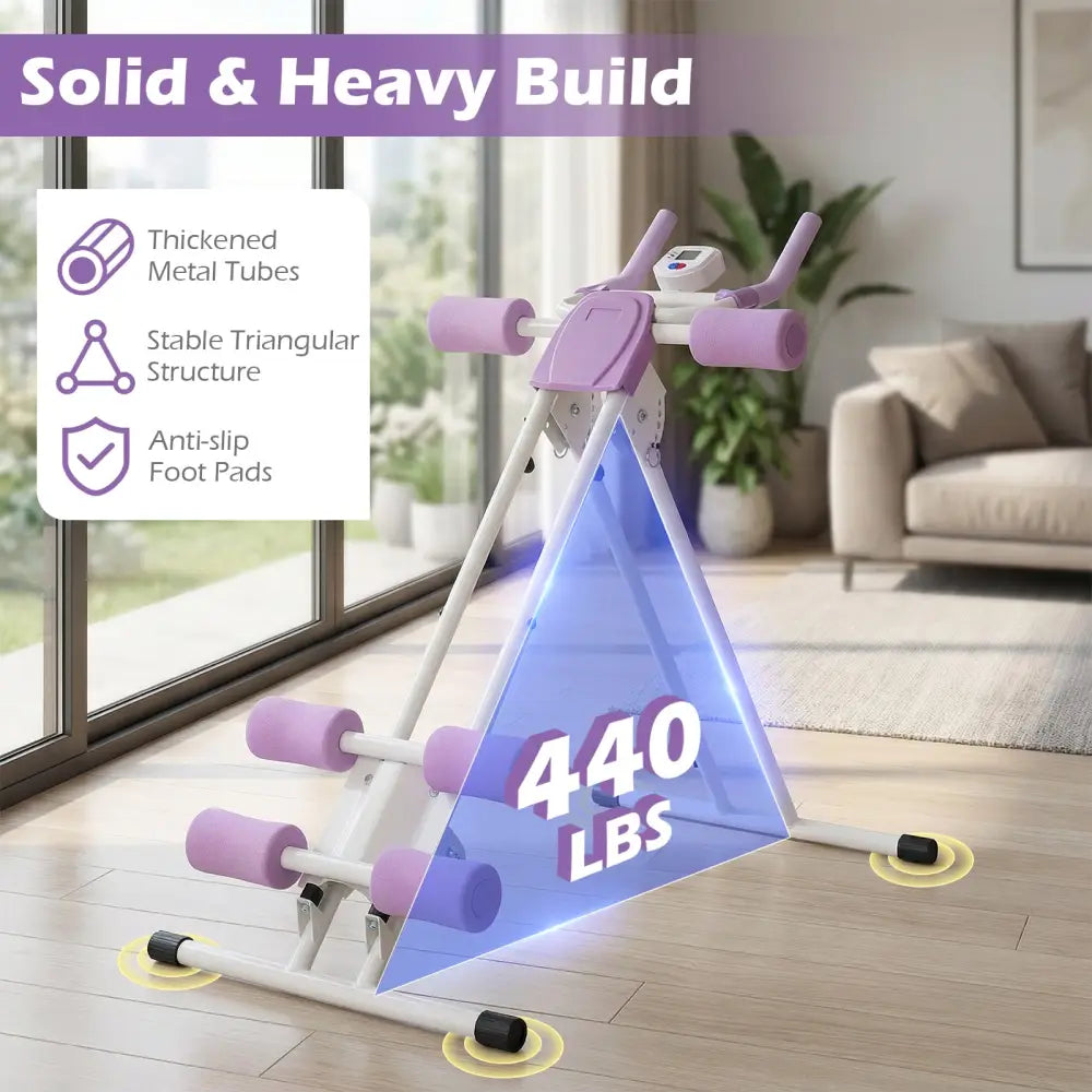 Ab Workout Equipment Foldable Abdominal Trainer Adjustable Ab Machine-White - White - Benches Racks & Bars