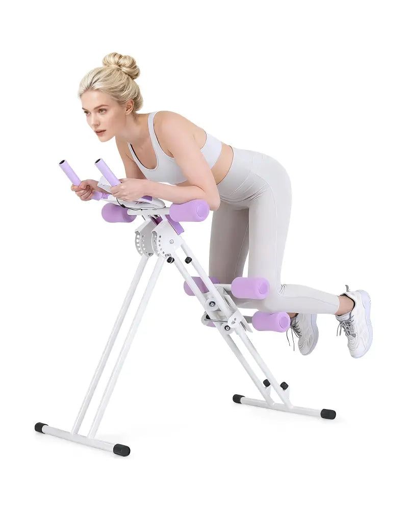Ab Workout Equipment Foldable Abdominal Trainer Adjustable Ab Machine-White - White - Benches Racks & Bars
