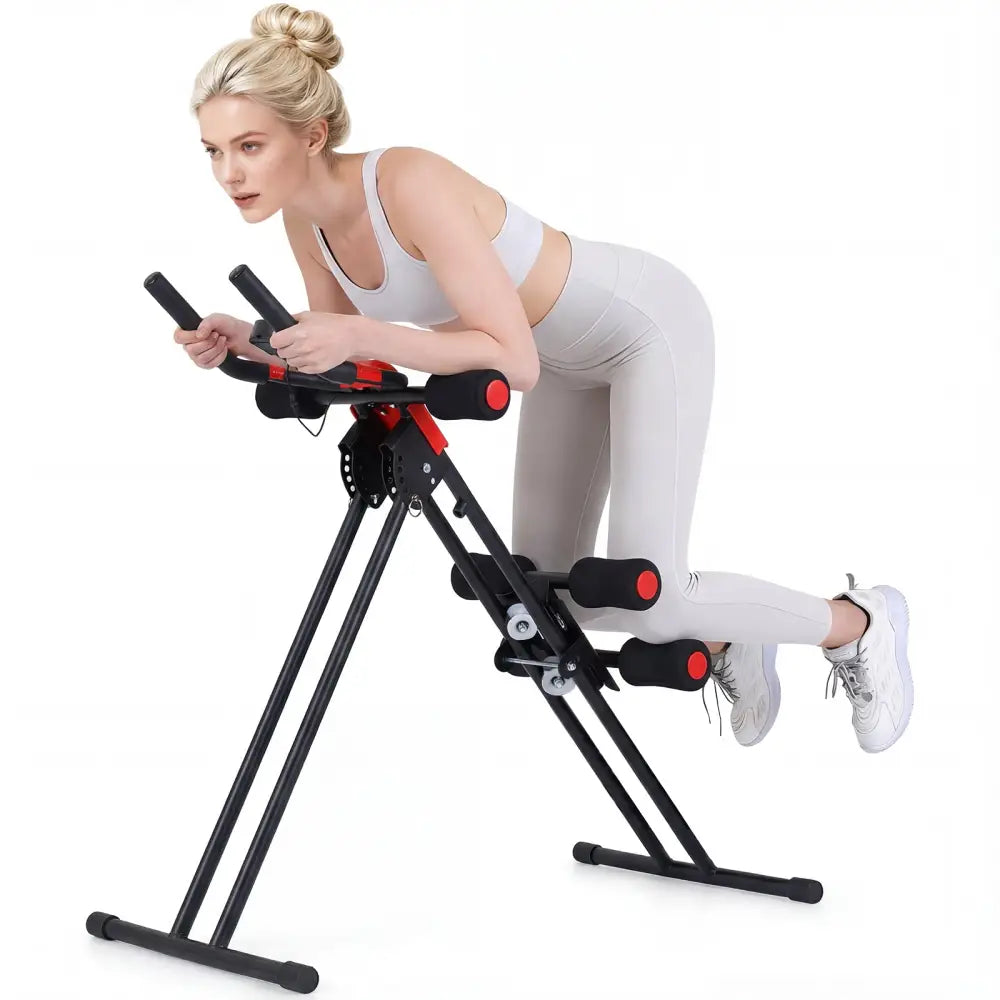 Ab Workout Equipment Foldable Abdominal Trainer Adjustable Ab Machine-Black - Black - Benches Racks & Bars