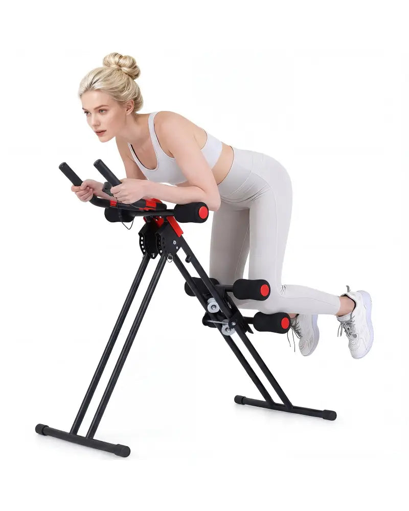 Ab Workout Equipment Foldable Abdominal Trainer Adjustable Ab Machine-Black - Black - Benches Racks & Bars