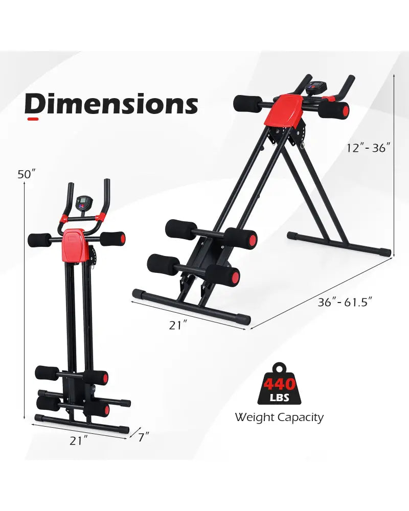 Ab Workout Equipment Foldable Abdominal Trainer Adjustable Ab Machine-Black - Black - Benches Racks & Bars