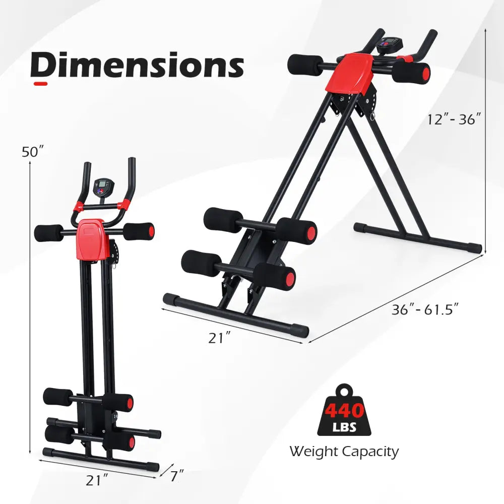 Ab Workout Equipment Foldable Abdominal Trainer Adjustable Ab Machine-Black - Black - Benches Racks & Bars