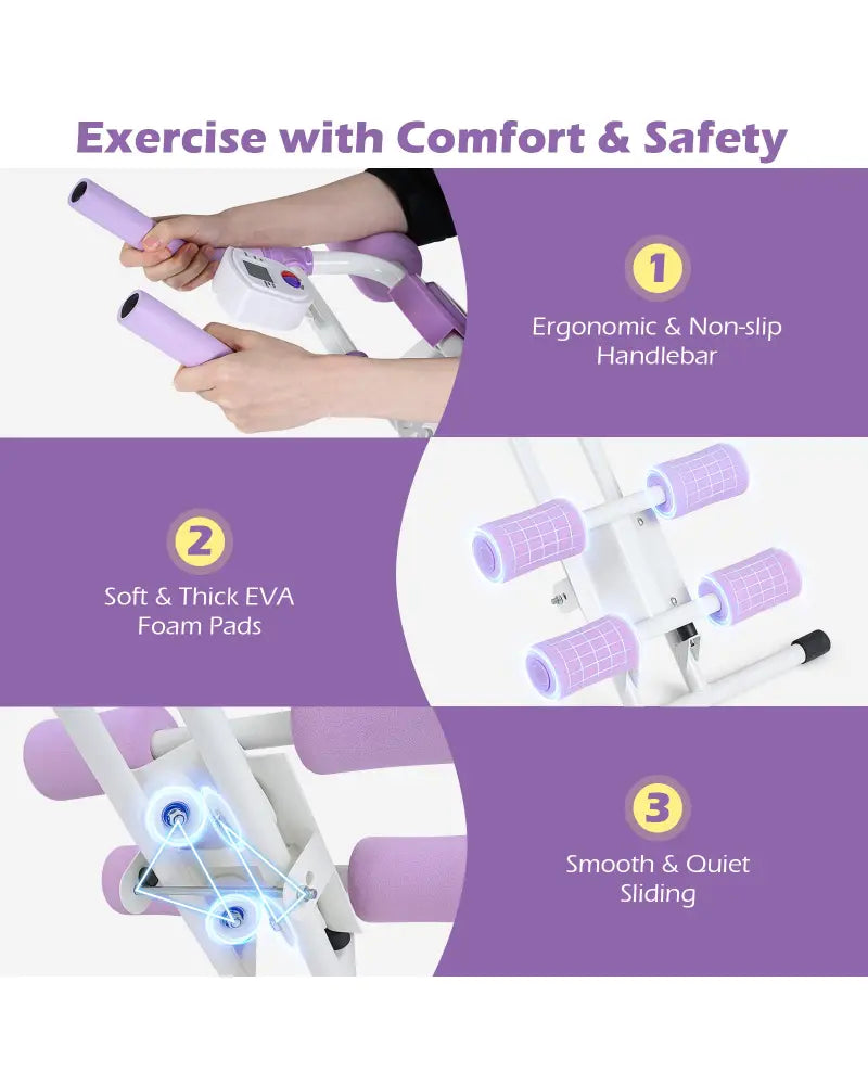 Ab Workout Equipment Foldable Abdominal Trainer Adjustable Ab Machine-White - White - Benches Racks & Bars
