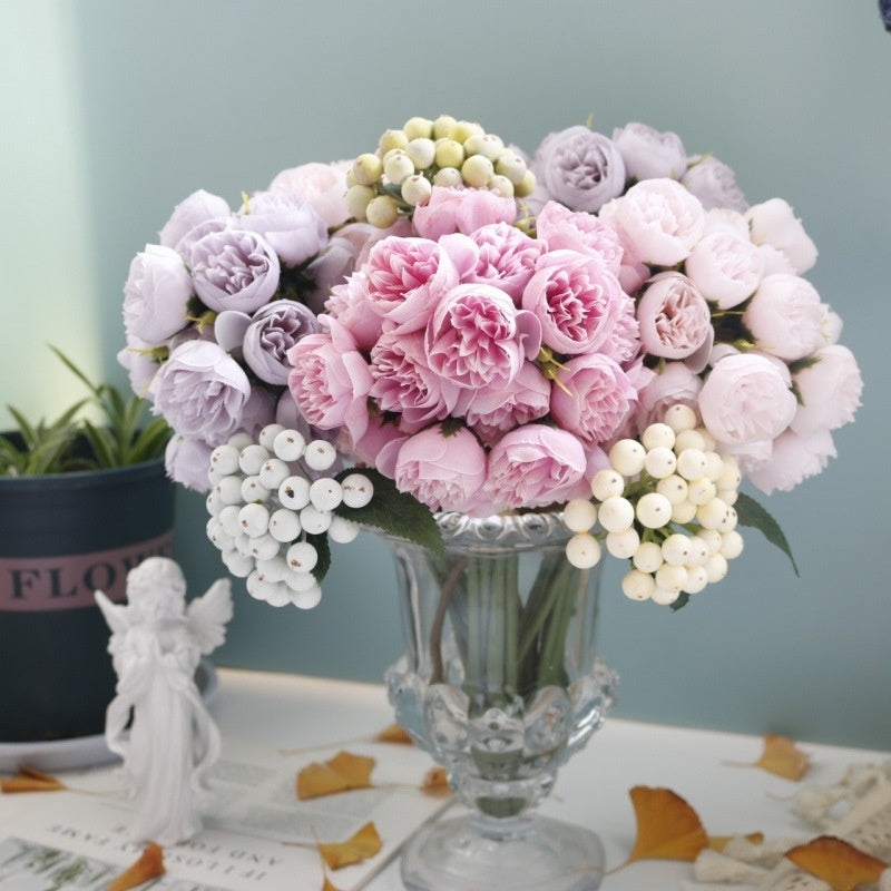 Simulation 27-head Tea Rose Bouquet Peony- Bouquet Artificial Flowers