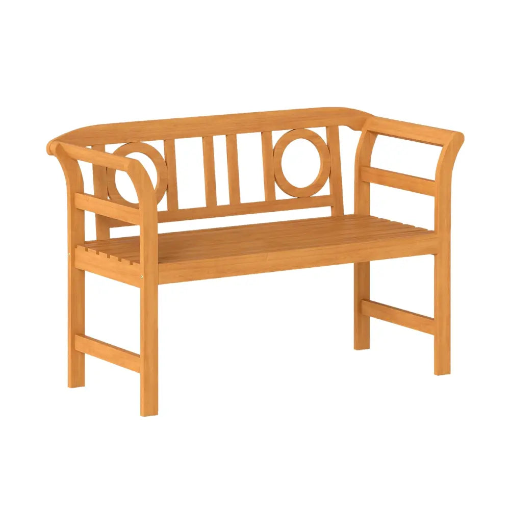 Acacia Wood 2-Person Patio Loveseat with Backrest and Armrests for Backyard - Outdoor Benches