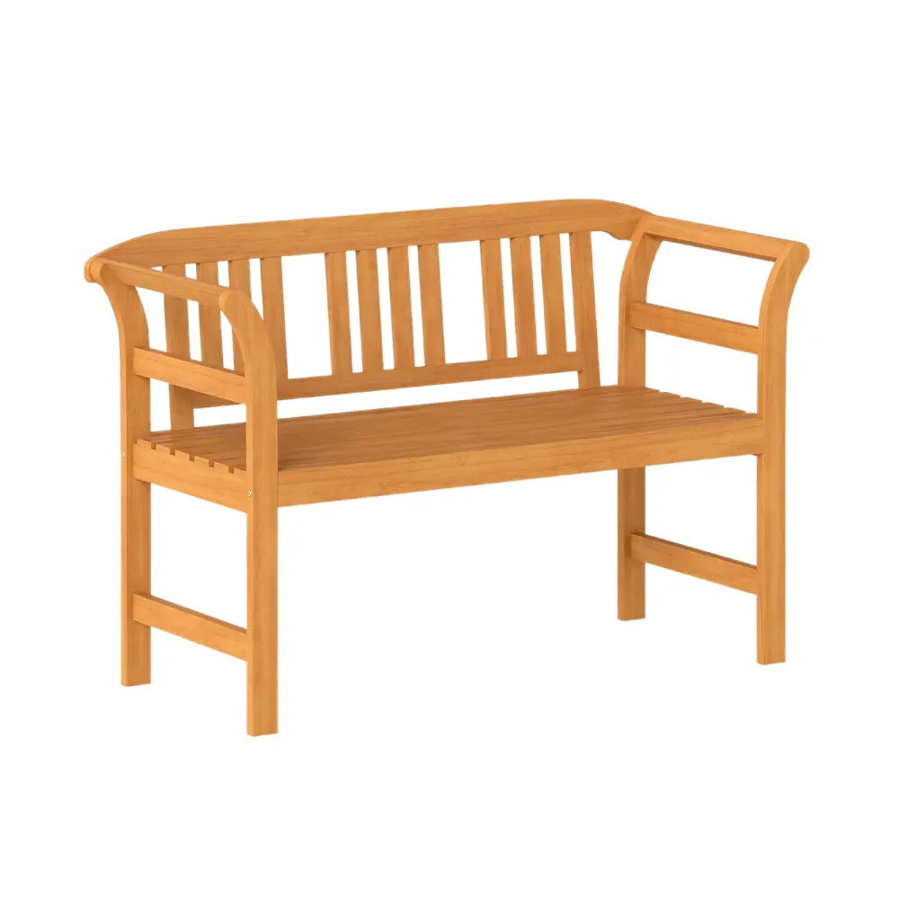 Acacia Wood 2-Person Patio Loveseat with Backrest and Armrests - Outdoor Benches