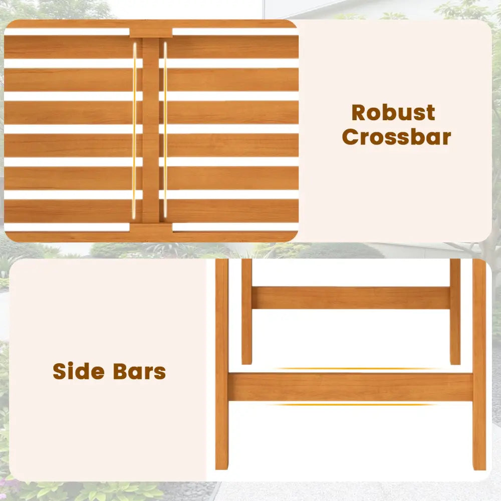 Acacia Wood 2-Person Patio Loveseat with Backrest and Armrests for Backyard - Outdoor Benches