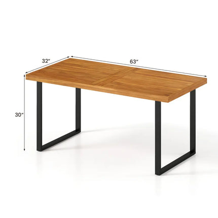Acacia Wood Dining Table for 6 People Wooden Rectangular Table - Patio Dining Tables