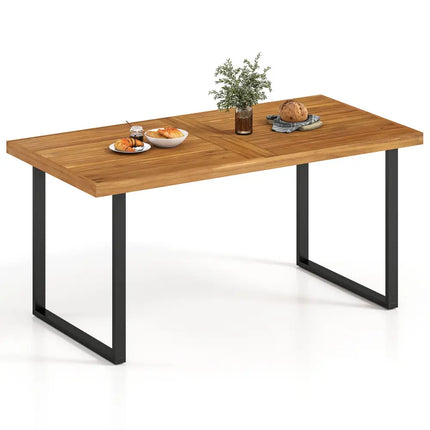 Acacia Wood Dining Table for 6 People Wooden Rectangular Table - Patio Dining Tables
