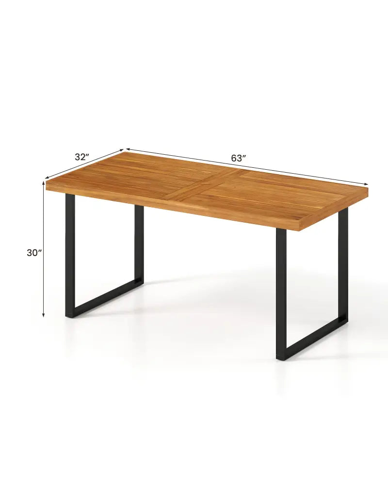 Acacia Wood Dining Table for 6 People Wooden Rectangular Table - Patio Dining Tables
