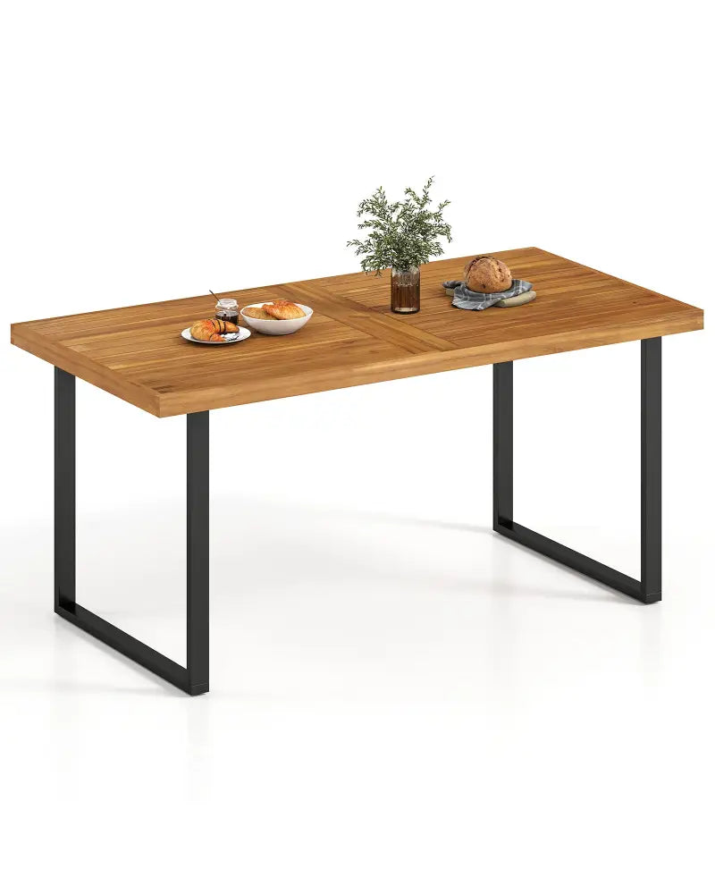 Acacia Wood Dining Table for 6 People Wooden Rectangular Table - Patio Dining Tables