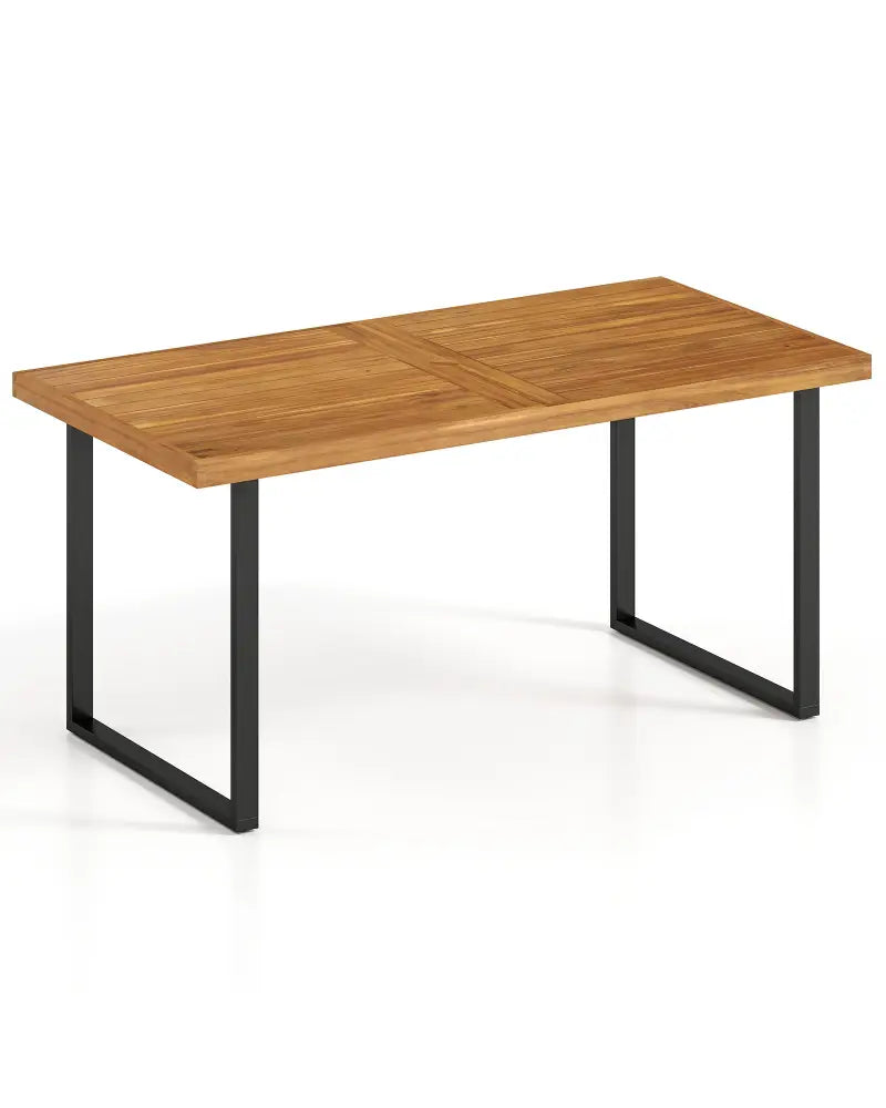 Acacia Wood Dining Table for 6 People Wooden Rectangular Table - Patio Dining Tables