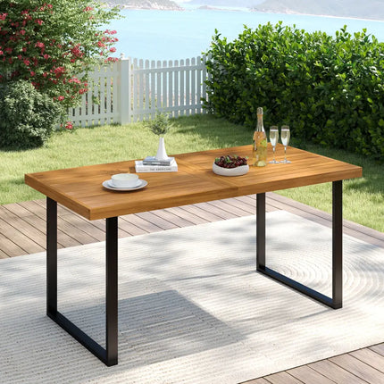 Acacia Wood Dining Table for 6 People Wooden Rectangular Table - Patio Dining Tables