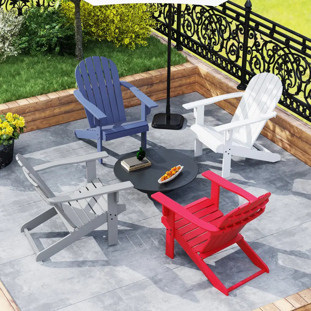 Acacia Wood Lounge Patio Adirondack Chair with Inclined Seat-Blue - Blue - Adirondack Chairs