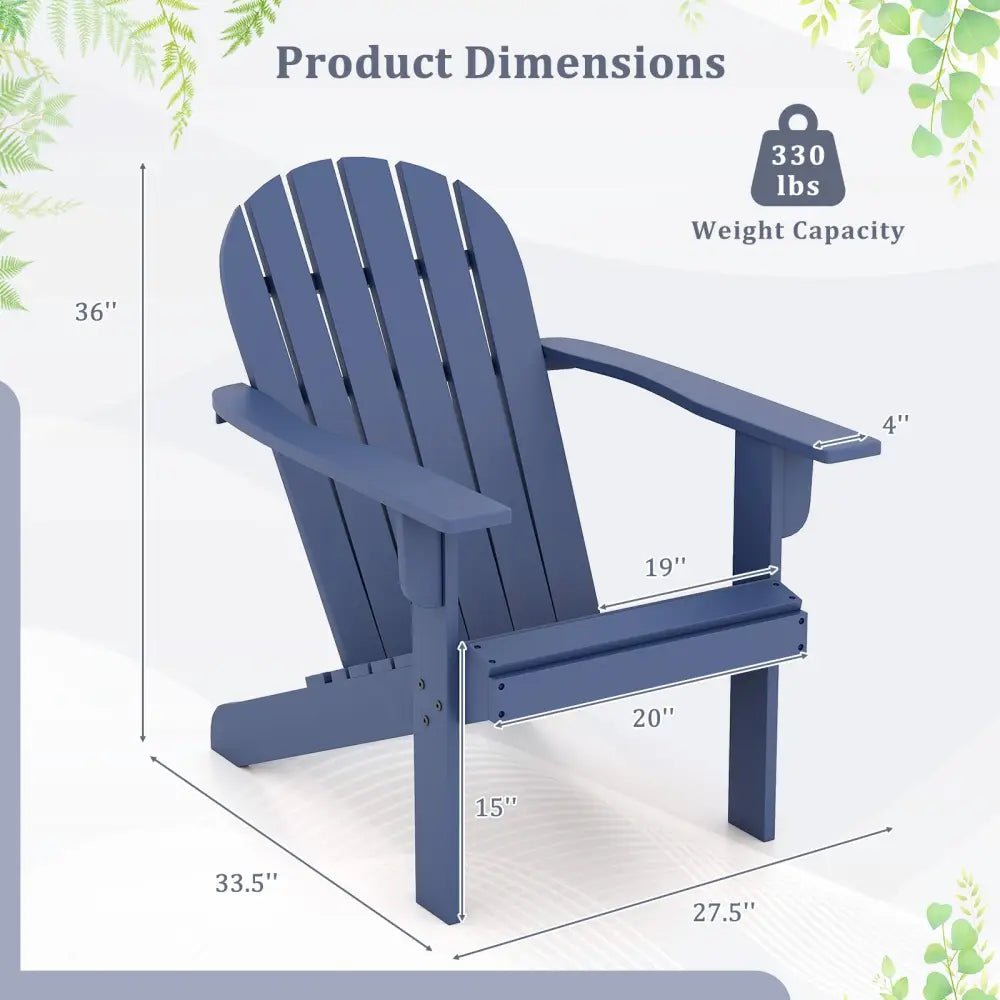 Acacia Wood Lounge Patio Adirondack Chair with Inclined Seat-Blue - Blue - Adirondack Chairs