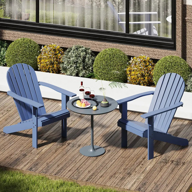 Acacia Wood Lounge Patio Adirondack Chair with Inclined Seat-Blue - Blue - Adirondack Chairs