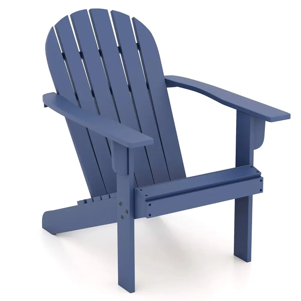 Acacia Wood Lounge Patio Adirondack Chair with Inclined Seat-Blue - Blue - Adirondack Chairs