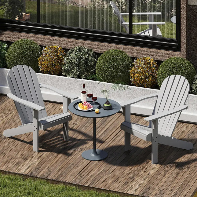 Acacia Wood Lounge Patio Adirondack Chair with Inclined Seat-Gray - Gray - Adirondack Chairs