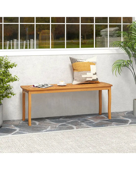 Acacia Wood Outdoor 48’’ Long Patio Dining Bench-1 Pieces - Natural - Outdoor Benches