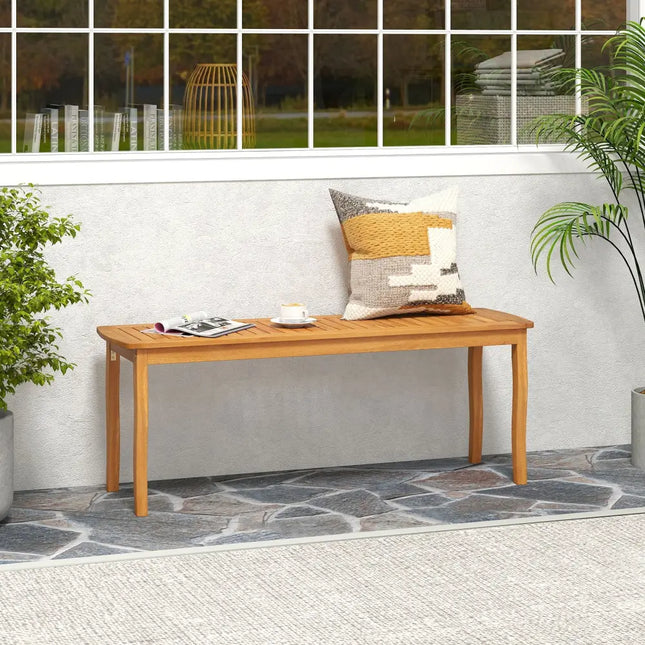 Acacia Wood Outdoor 48’’ Long Patio Dining Bench-2 Pieces - Natural - Outdoor Benches