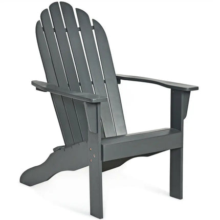 Acacia Wood Outdoor Adirondack Chair with Ergonomic Design-Gray - Gray - Adirondack Chairs