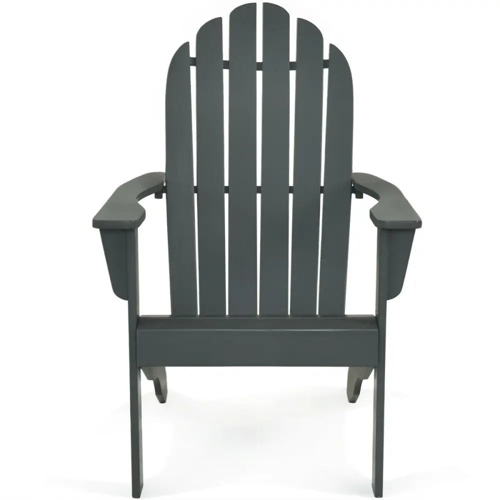 Acacia Wood Outdoor Adirondack Chair with Ergonomic Design-Gray - Gray - Adirondack Chairs