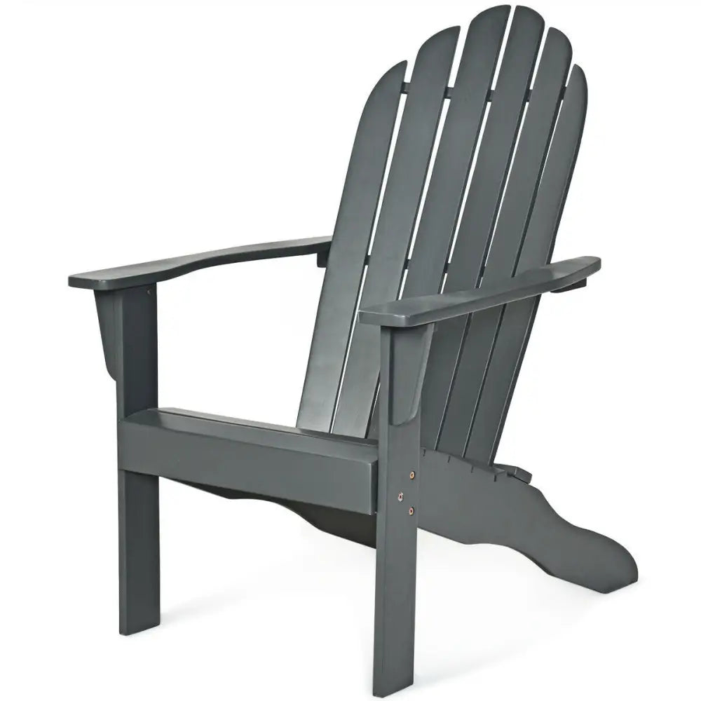 Acacia Wood Outdoor Adirondack Chair with Ergonomic Design-Gray - Gray - Adirondack Chairs