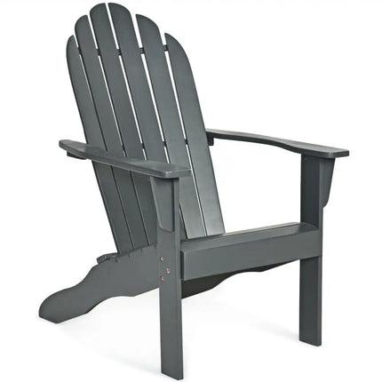 Acacia Wood Outdoor Adirondack Chair with Ergonomic Design-Gray - Gray - Adirondack Chairs