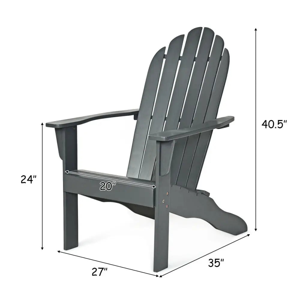 Acacia Wood Outdoor Adirondack Chair with Ergonomic Design-Gray - Gray - Adirondack Chairs