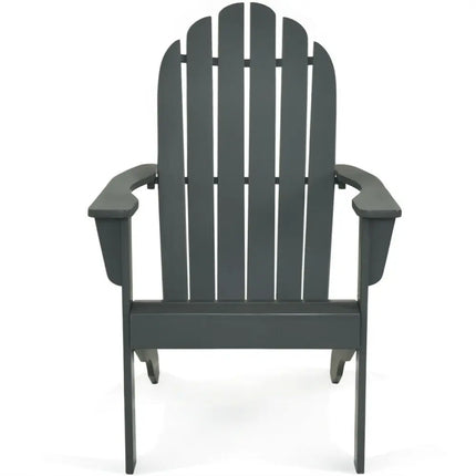 Acacia Wood Outdoor Adirondack Chair with Ergonomic Design-Gray - Gray - Adirondack Chairs