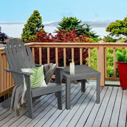 Acacia Wood Outdoor Adirondack Chair with Ergonomic Design-Gray - Gray - Adirondack Chairs