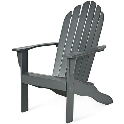Acacia Wood Outdoor Adirondack Chair with Ergonomic Design-Gray - Gray - Adirondack Chairs