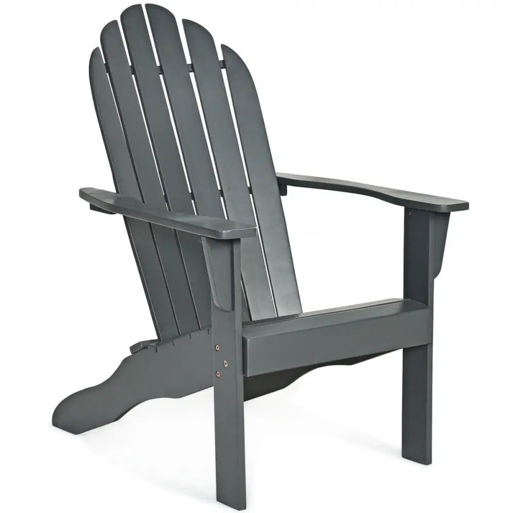 Acacia Wood Outdoor Adirondack Chair with Ergonomic Design-Gray - Gray - Adirondack Chairs