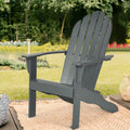 Acacia Wood Outdoor Adirondack Chair with Ergonomic Design-Gray - Gray - Adirondack Chairs